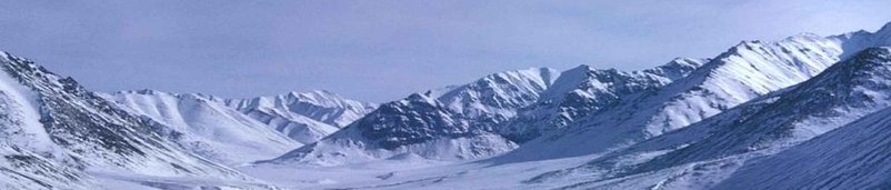 Frozen arctic mountain range.